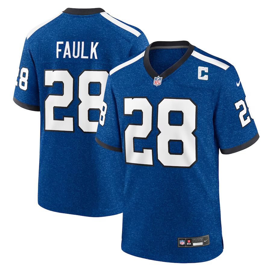 Men Indianapolis Colts 28 Marshall Faulk Nike Royal Indiana Nights Alternate Game NFL Jersey